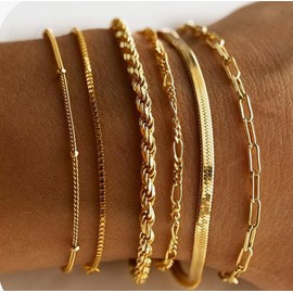 Undisclosed DEARMAY Gold Bracelets for Women Waterproof, 14K Real Gold Jewelry Sets for Wome