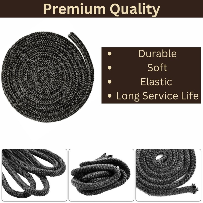 VITCAS 8mm 2m Black Stove Fire Rope for sealing Jointing