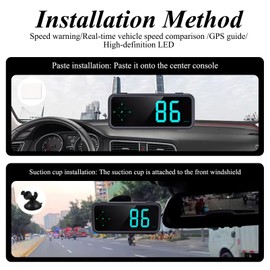 GUGUMO GPS Digital Speedometer for Car MPH, Universal HUD Speed Meter with LED Large Font, Plug Play for Car Truck Motor SUV Golf Cart All Vehicles (Digital Speedometer with Bracket)