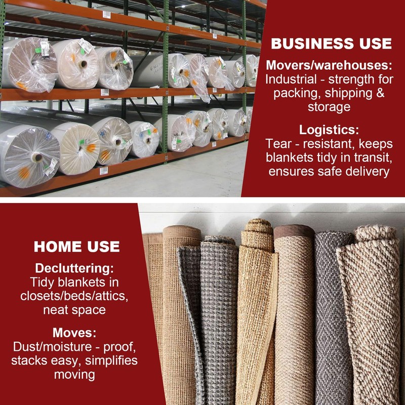 Carpet Storage Bag,Plastic Rug Storage Bag with Zip Tie,Rug Bags
