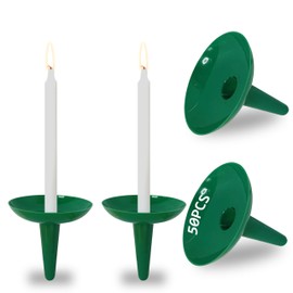 Candle Holder for Candlesticks - 50 Pcs Reusable Plastic Protector - Taper Candle Holders for Church Vigils Memorial Candles & Wedding Eve Candles(Green)