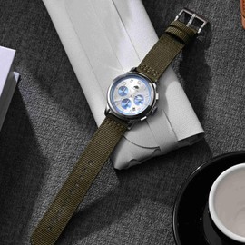 BISONSTRAP Nylon Strap for Men, Two-Piece Military Watch Strap, Quick Release, Brushed Buckle, Strap Width 18 mm, 19 mm, 20 mm, 22 mm, Nylon, No gemstone