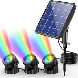 POPOSOAP Solar Pond Lights, RGB Multi-Color Pond Lights Waterproof IP68, Underwater Light with Timer Modes Options for Pond Fountain Pool Garden Decoration(3 Headlamp)