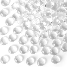 VGOODALL Clear Glass Pebbles 450g, 160-180PCS Mini Glass Beads for Vases Glass Stones Flat Glass Marbles for Garden Fish Tank Home Decor