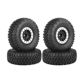 WONFAST Juego de 4 neumáticos de llantas de aleación de aluminio de 5 radios Beadlock y neumáticos de goma de 95 mm para piezas de actualización de coche RC Rock Crawler de 1/10 para Tamiya Axial