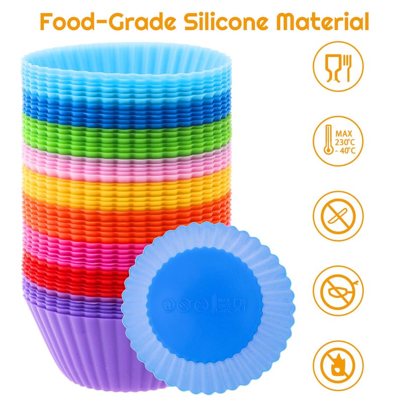 54 Pack Silicone Muffin Cups, Selizo Silicone Cupcake Baking Cups