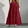HOUZONIY Red Womens Maxi Skirt Flowy Elastic Waist Tiered Pleated