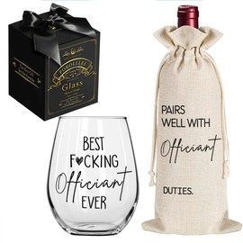 Pokolllee Funny Wedding Officiant Wine Glass Gifts for Officiant, Best Officiant Gifts from Bride Groom, Best Officiant Ever Gifts from Couple, Bride Groom Thank You Wine Glass