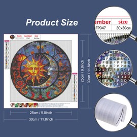 PFFNGPEN Diamond Art Painting Kits for Adults, DIY Sun and Moon Diamond Art Kits for Beginners,5D Round Full Drill Diamond Art Painting for Home Wall Decor Craft Gifts 12x12 inch