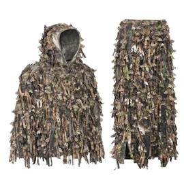 AUSCAMOTEK 3D Leaf Ghillie Suit Hybrid Camo Jacket Turkey Hunting Ghilly Suits, Green XL-XXL