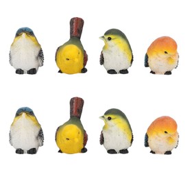 Beufee 8pcs Bird Garden Decor Statue, Resin Birds Animal Decor Lawn Garden Yard Courtyard Ornaments Figurine Outdoor Indoor Decoration Lovely Natural Feeling Mini Bird Figures