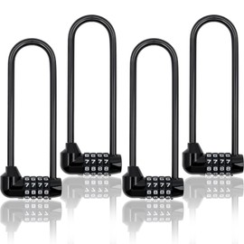 4 Digit Combination Padlock, 4 Pack 6 Inch Long Shackle Combo Locks, Waterproof U Lock with Resettable Code, Lengthened Pad Lock for Outdoor, Bicycle, Mountain Bike, Gate, Gym, School, Shed & Lockers