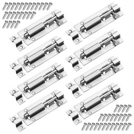 8 PCS Sliding Bolt Latch Lock, 3 Inch Door Security Slide Latch Lock Stainless Steel Lock Barrel Bolt for Bathroom Bedroom Shed Garden (Silver)