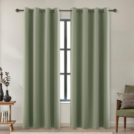 KOUFALL 96 Inches Long Curtains Drapes for Living Room 2 Panels Set,Dark Sage Green Black Out Room Darkening Blackout Vertical Sliding Door Blinds for Patio Doors