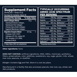 Life’s Fortune Multi Collagen Peptides Powder Drink Plus, for Women & Men - Type I, II, III, V, X, Blend with Digestive Enzyme – for Skin, Hair, Nails, Joints Health, Unflavored, 30 Servings