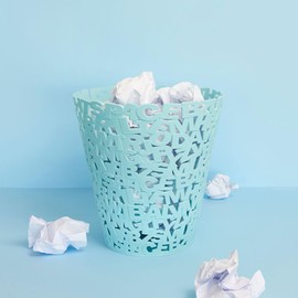 Balvi Letters Waste Paper Basket Turquoise Colour Paper Basket Original Design Plastic
