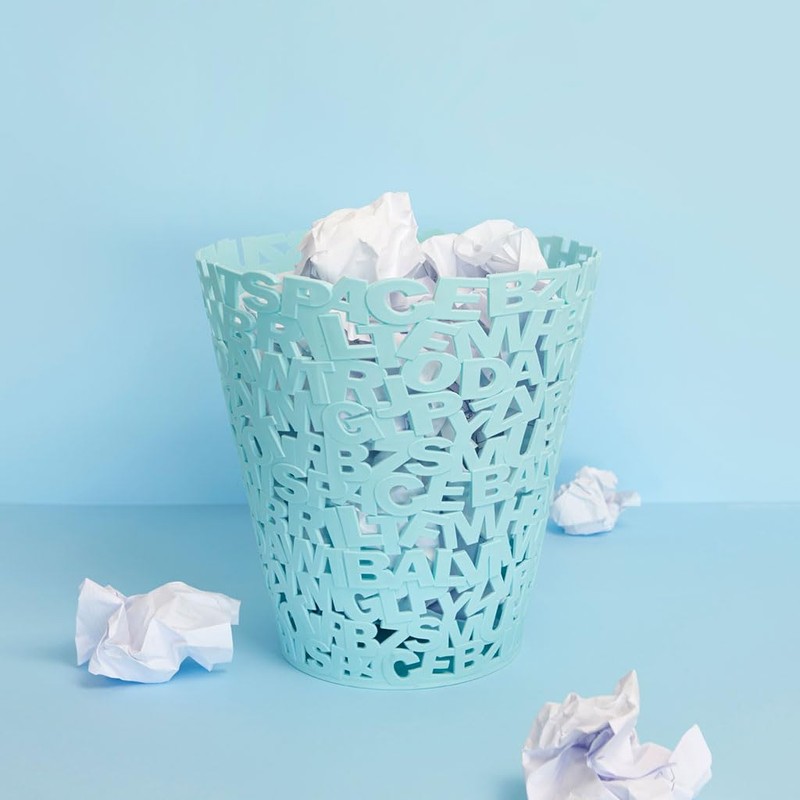 Balvi Letters Waste Paper Basket Turquoise Colour Paper Basket Original