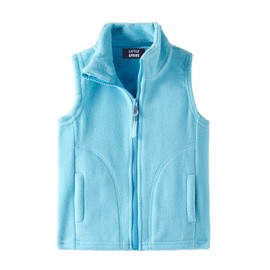 LittleSpring Toddler Boy Fleece Vests Zipper Solid Sky Blue 2T