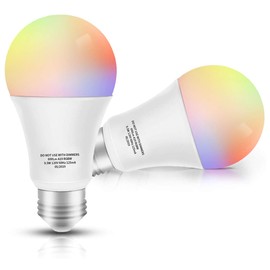 Smart LED Bulb WiFi Multicolor Light Bulb Compatible with Alexa, Echo, Google Home No Hub Required, E26 A19 60W Equivalent RGBW Color Changing, 9.5W White 2700K-5500K Dimmable UL Listed, 2pack