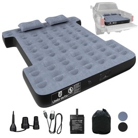 Umbrauto Truck Bed Mattress for 5.5-5.8FT | Full Size Rechargeable Truck Bed Air Mattress with Built-in Pump for Outdoor Camping (Gray)