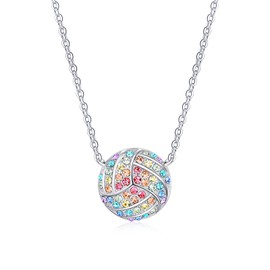 Dixbix Sports Volleyball Necklace Gifts,Volleyballs Necklaces Jewelry for Volleyballs Fan Lovers (Volleyball Necklace)