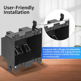 YQMIGU Fire-Rated 2-Gang PVC Black Electrical Box, 25 Cubic Inch – ETL Listed, Black Electrical Outlet Boxes 2-Hour Fireproof for Home Improvement (10-Pack)