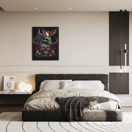 Red Skull Full Round Diamond Art Kit for Adults, 5D DIY Dragon Diamond Painting Kit - DIY Kit for Home Bedroom Wall Decoration 12x14 Inch