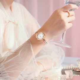 JewelryWe Women's Watch Elegant Analogue Quartz Wrist Watch Women's Small Simple Business Casual Watch with Metal Strap Rose Gold/Silver, 1-rose gold, Elegant