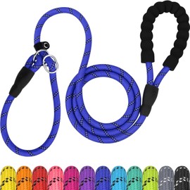TagME Slip Leads for Dogs, 6 FT Heavy Duty Dog Leash with Padded Handle, Strong Rope No Pull Pet Training Leash for Medium Dogs,Navy Blue