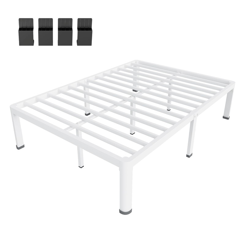 MAF 18 Inch Full Size Bed Frame White with Round