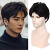 BECUS Mens Wig Short Hair Black Wigs for Men Guy