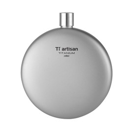 Ti artisan Titanium Portable Outdoor Flat Round Wine Flask, Hiking, Climbing, Ultralight Titanium Flask Wine Bottle for Outdoor Camping (Sanding)