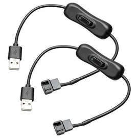 2Pack 5V USB to 3-Pin / 4-Pin PC Fan Power Adapter Cable with On/Off Switch