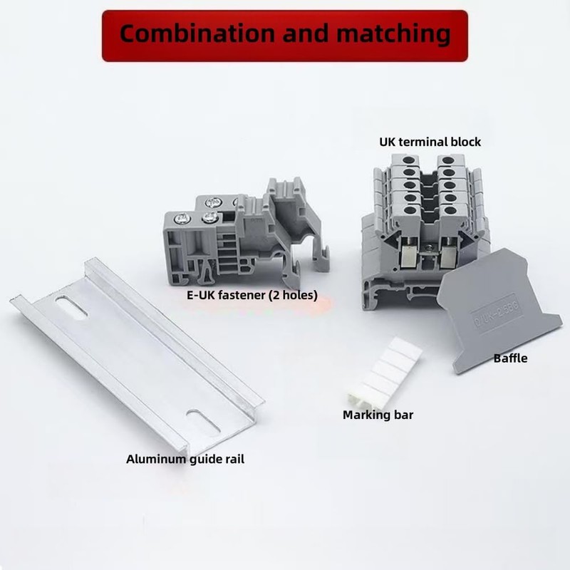 AKINLOAF UK2.5B 10 Gang Box Connector DIN Rail Terminal Blocks,
