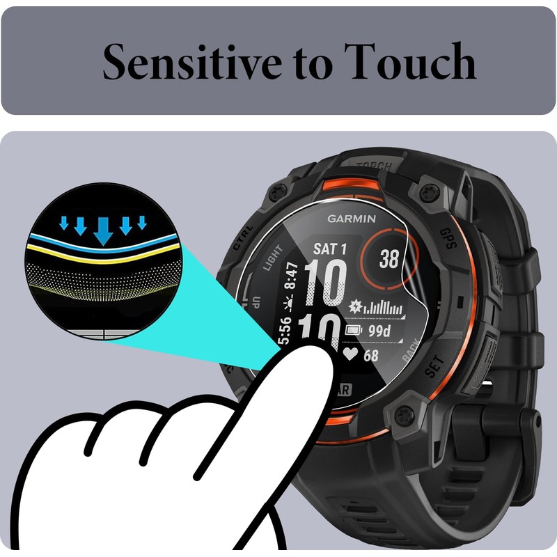 Murmure Screen Protector for Garmin Instinct 3 45mm, 3 Pack