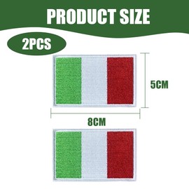 2 Pieces Italy Flag Patch Embroidered Badge with Velcro German Appliques for Clothing Bags Backpack Uniform Vest Dog Harness Military Tactical Outdoor Jersey
