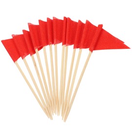 Gadpiparty Toothpick Flags Triangle Sticks 12pcs Cupcake Toppers Flags Cheese Labels for Charcuterie Board Labels Red