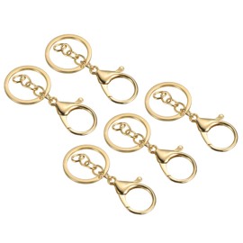 PATIKIL Key Chain Rings, 5 Pack Lobster Clasp Keyring Trigger Clip Keychain Holder for Arts Crafts DIY, Gold