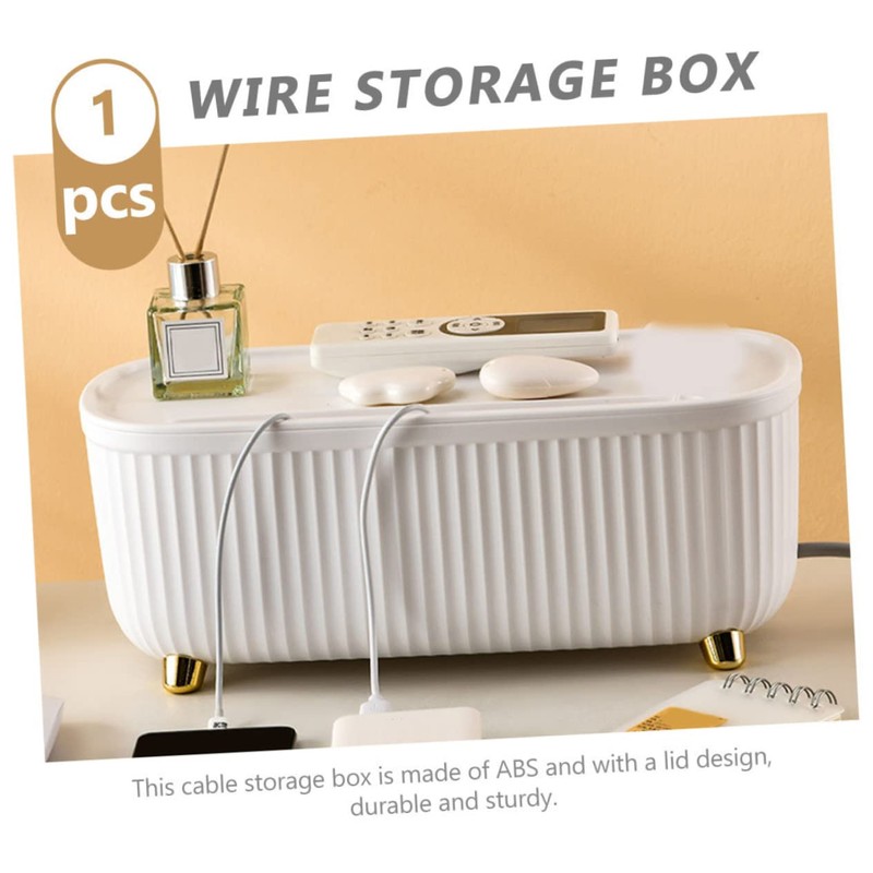 OSALADI Cable Management Box with Lid Stylish Storage for Cords