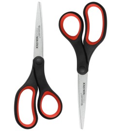 Westcott 8" Titanium-Bonded Non-Stick Scissors, 2-Pack, Black and Red