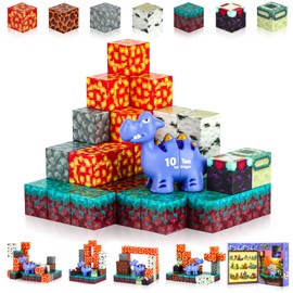 Magnetic Building Blocks, STEM Montessori Sensory Toy, Building Mine Magnet World Flame Dinosaur Set Magnetic Tiles Gifts for Boys Girls from 3 Years Toy
