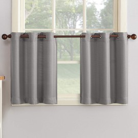 No. 918 Montego Grommet Textured Kitchen Curtain Tier Pair, 56" x 36", Nickel Gray