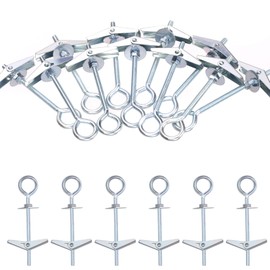 Glarks 15pcs M5 O-Shaped Eye Bolt Toggle Anchors Set for Drywall, Toggle Bolts, Butterfly Anchors, Spring Toggle Wing Bolts for Ceiling, Sheetrock, Hollow Wall