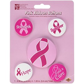 Beistle 60129 Ribbon Buttons, 2-1/3-Inch and 1-1/3-Inch, One Size, Light Pink/Dark Pink/White