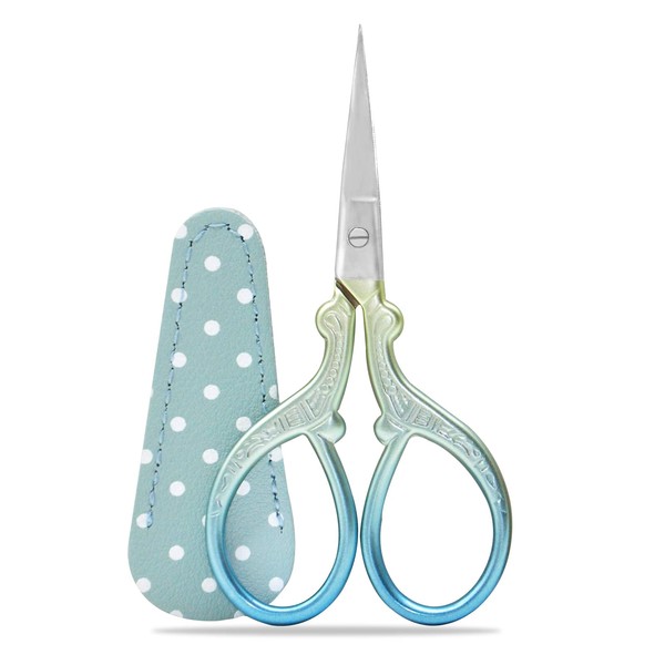 Embroidery Scissors Small Craft Stainless Steel Scissors for Sewing Threading Needlework Handicraft Trimming 1pcs with Fake Leather Scissors Cover