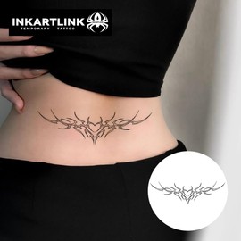 INKARTLINK Tattoo Tech, 2 Sheets Extra Large Semi Permanent Tattoo, Adult Art Design Temporary Tattoos, Lasts 1-2 Weeks, Waterproof, Realistic Look, No Reflection (Dangerous Charm 1)