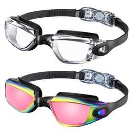 NSSIW Kids Swim Goggles Kids-Goggles-for-Swimming: Kids Goggles Anti Fog Youth Pool Goggles with UV400 and No Leak 2 Pack Ages 6-14