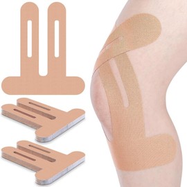 Knee Tapes 10 Pcs Knee Elastic Taping Tapes Pre-Cut Taping Waterproof Sweatproof Kinesio Taping (Beige)