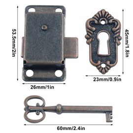 Waziaqoc 2 PCS Vintage Furniture Lock, Cabinet Cupboard Decorative Lock Case Box Lock for Secure Storage