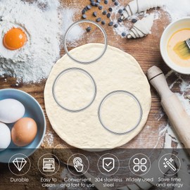 12PCS English Muffin Rings 304 Stainless Steel Crumpet Rings Double Rolled Muffin Tart Rings Crumpet Ring Molds Muffin Rings Round Muffin Tart Ring Molds Nonstick (12 Large)